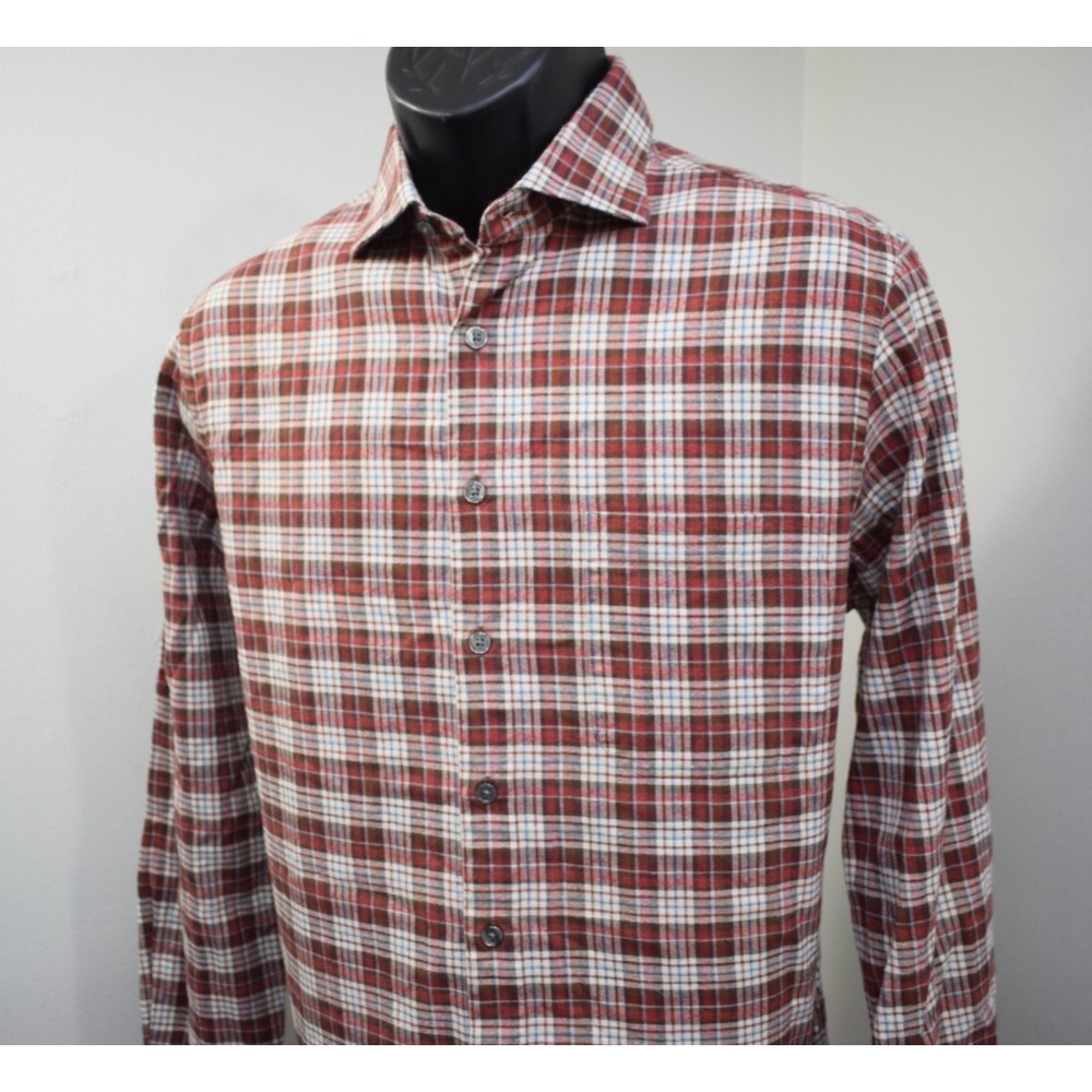 Bobby Jones 1930 Dress Shirt Plaid Long Sleeve Button Up Front Pocket Men Medium